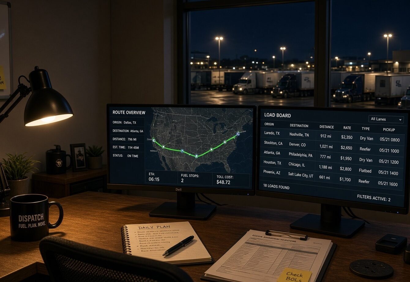 Dispatch office planning routes and loads