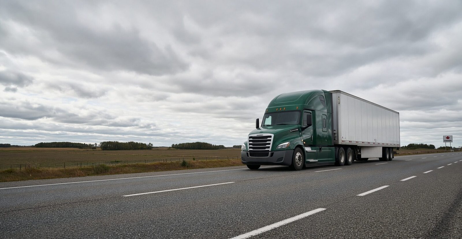 Evergreen Transport tractor and trailer at the Bolton terminal