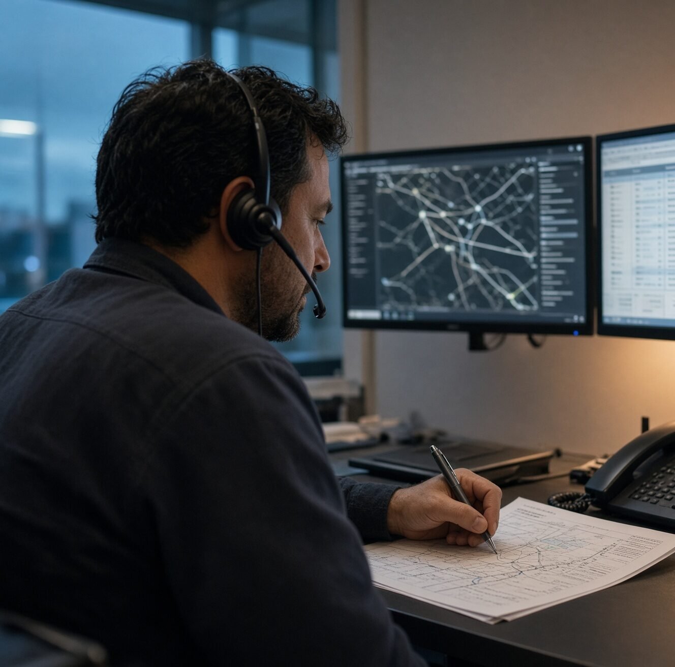 Dispatch coordinator on the phone with a customer