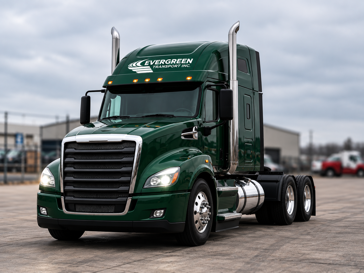 Evergreen Transport truck at the Bolton terminal