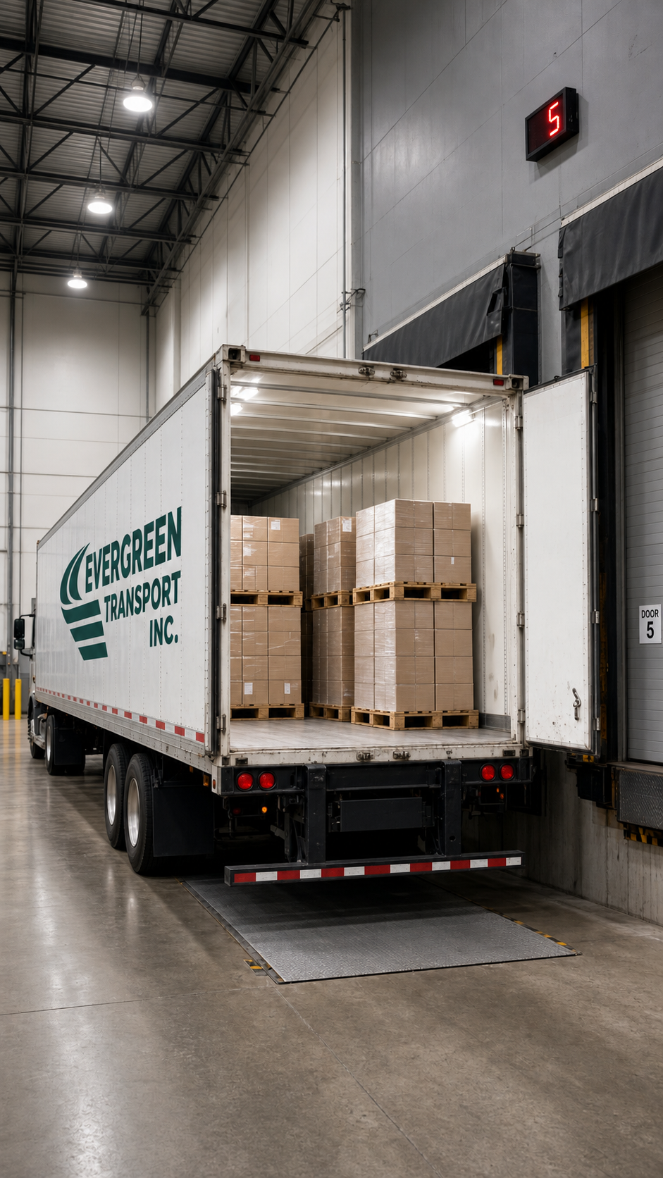 Dry van trailer at a loading dock